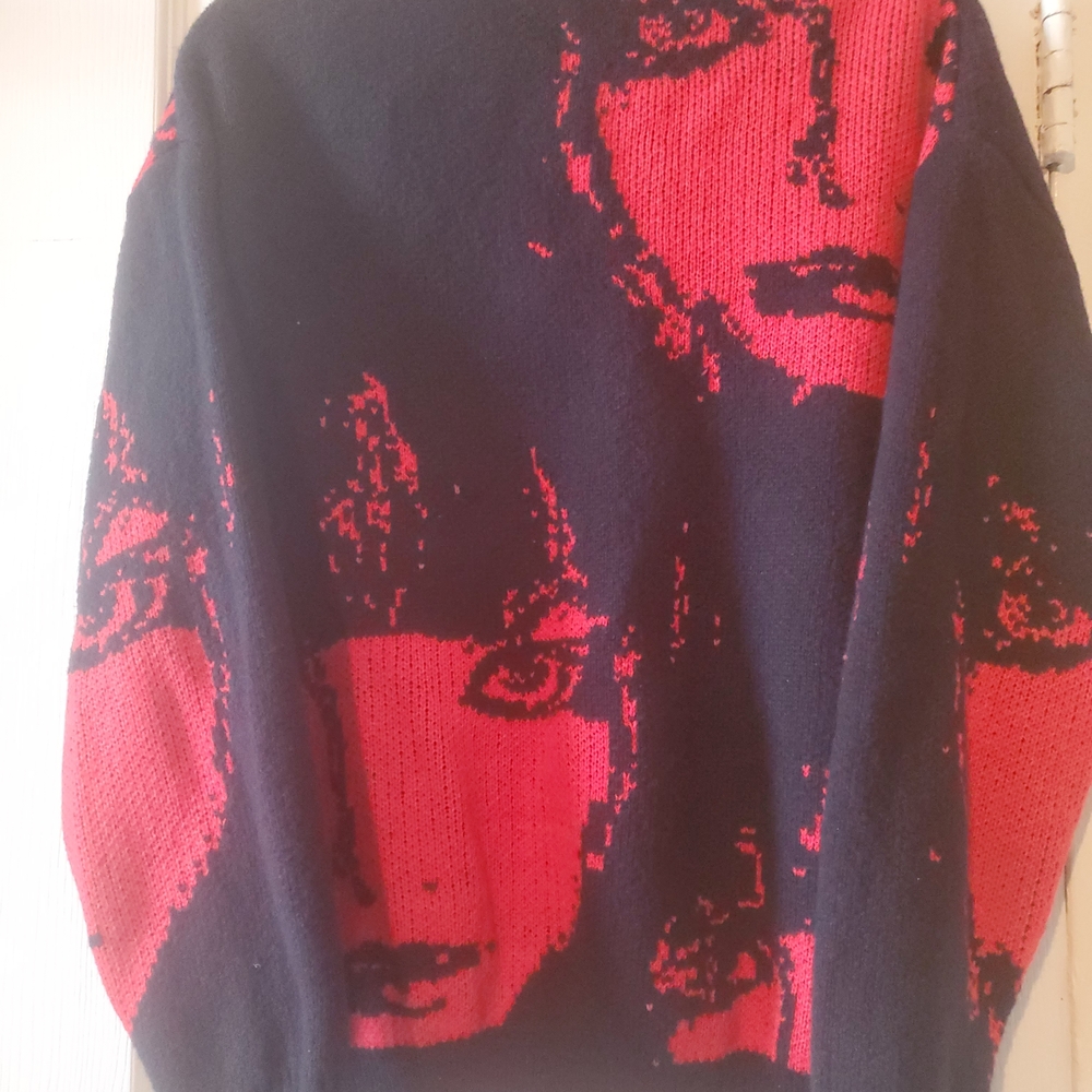 Bold Red and Black Graphic Sweater